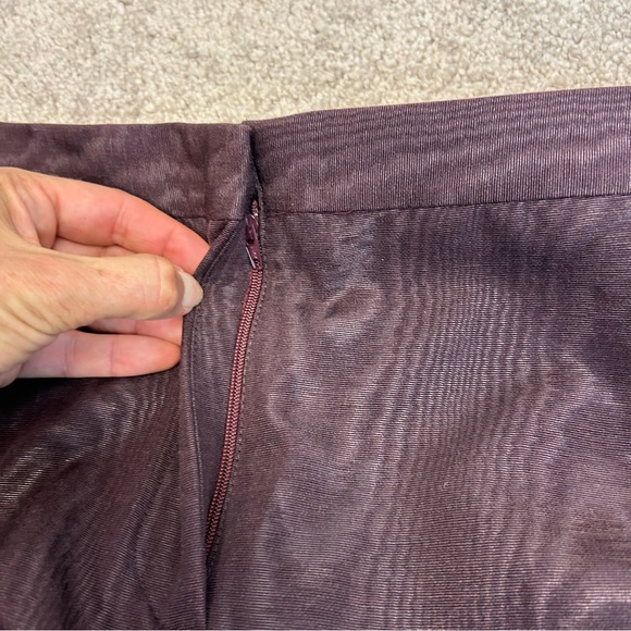 Zara Pants Womens Medium Moire Effect ZW Collection Burgundy Flat Front NWOT - Picture 4 of 14